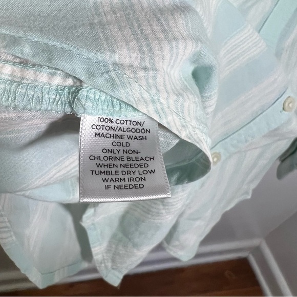 Loft Button Down Shirt Mint Green White Stripes - Picture 14 of 14